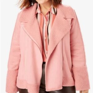 Roaman's Faux Suede Face Peach Teddy Jacket size 16